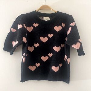 dreamers by debut Short Sleeve Pink Heart Pullover Sweater. NWT